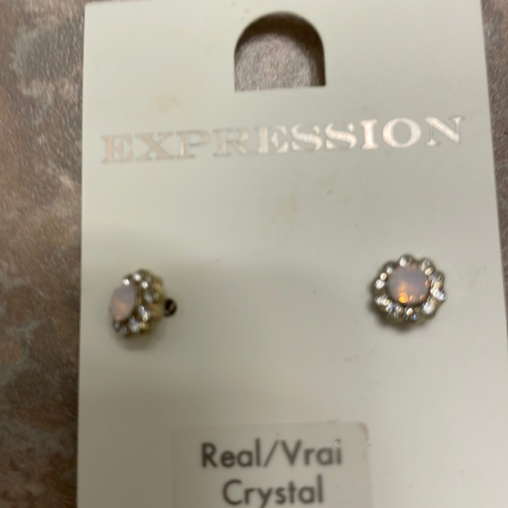 Earrings with pink crystals